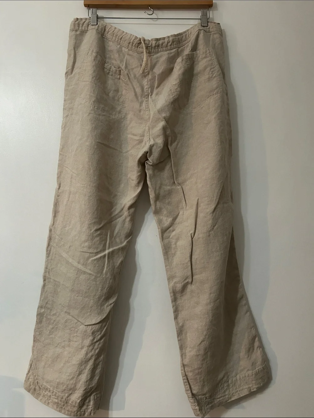 Island Importer Riviera Pant Casual Wide-Leg Linen Drawstring Pants Beach Size L